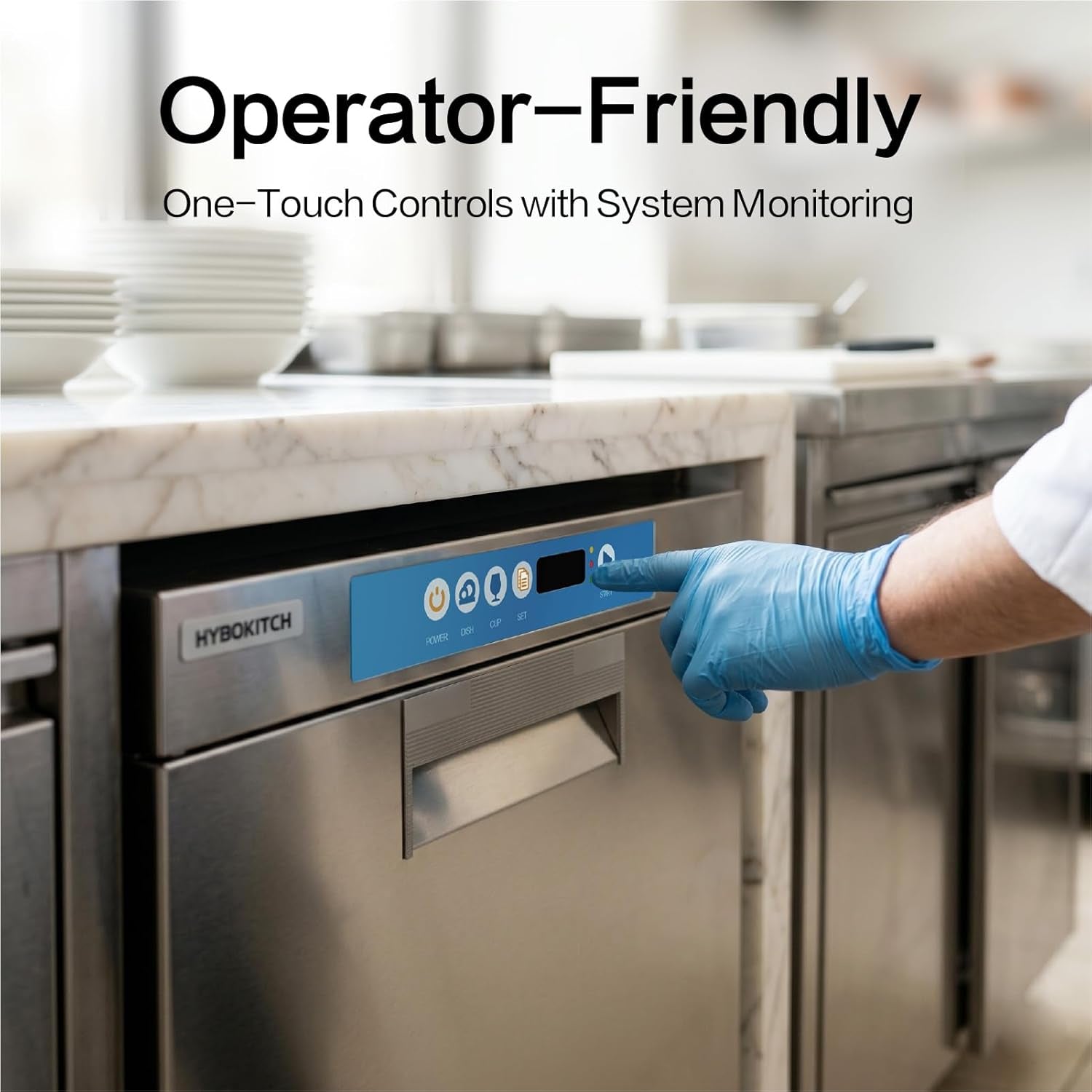 Commercial Dishwasher, High-Temp Undercounter Dishwasher, 40 Racks/Hr, 208-240V, 1 Phase Stainless Steel Glasswasher Perfect Fit for Restaurant, Catering, Bar & Cafe