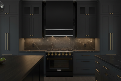 Akicon 36" Stainless Steel Range Hood with 600 CFM Insert & 6-Burner Gas Range Combo – Powerful Ventilation, Convection Oven, Multiple Finishes