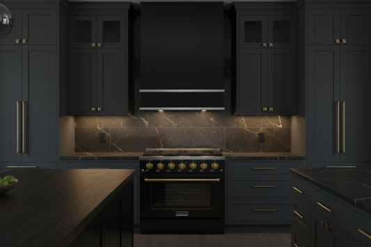 Akicon Black Hood with Silver Trim in Kitchen