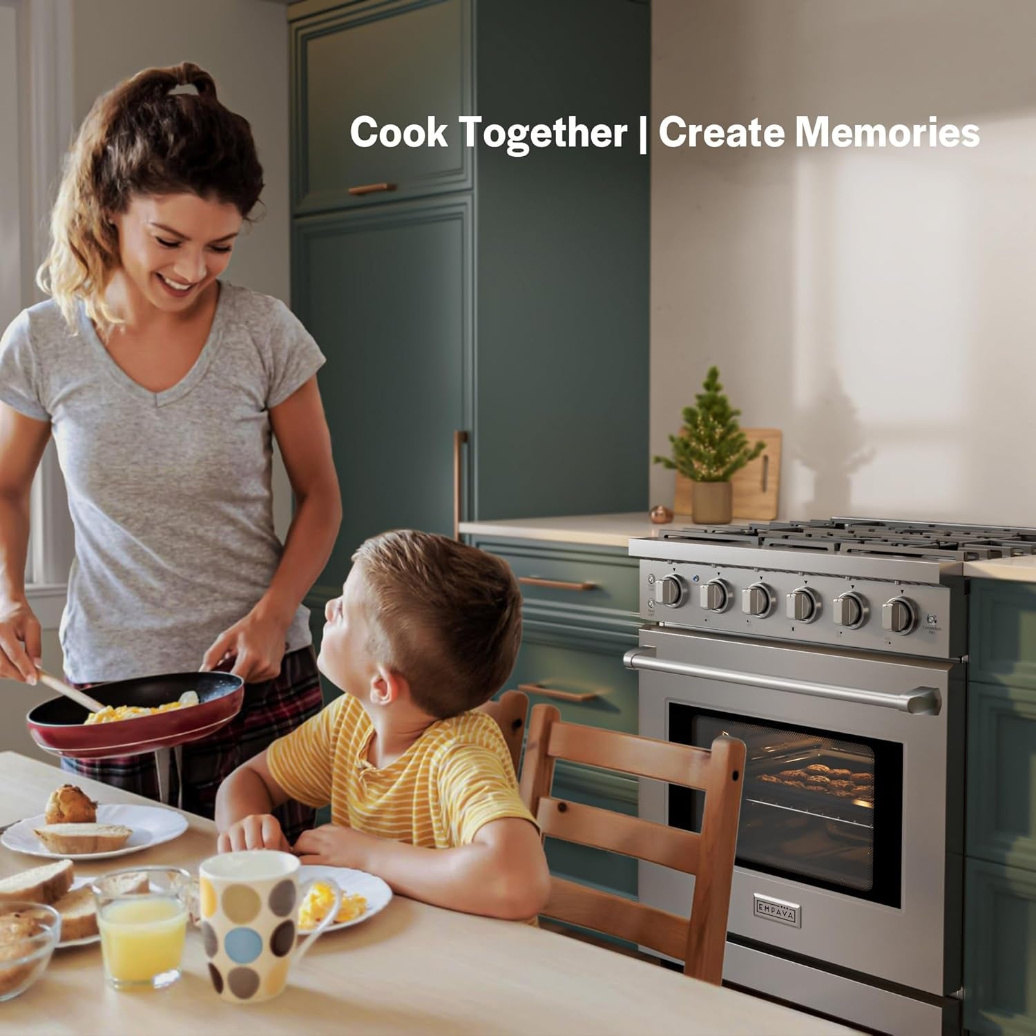 Empava Prostyle 30" Gas Range: True Convection, 18K BTU Power Burner & 4.55 Cu. Ft.Oven, Freestanding/Slide-In Stainless Steel Stove, CSA Certified