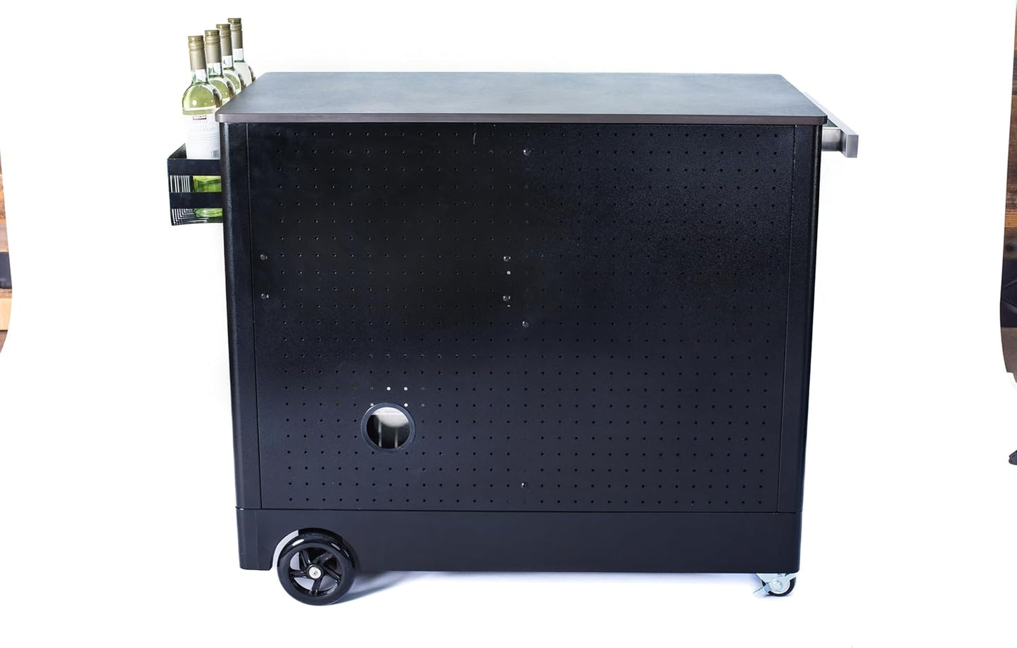 Stainless Steel 48"W X 22.5"D X 36"H Large Outdoor Kitchen Island Rolling Bar Cart Prep Table Grill Station with Ceramic Top & Beverage Refrigerator + Storage Drawers + Portable Ice Cooler