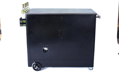 Stainless Steel 48"W X 22.5"D X 36"H Large Outdoor Kitchen Island Rolling Bar Cart Prep Table Grill Station with Ceramic Top & Beverage Refrigerator + Storage Drawers + Portable Ice Cooler