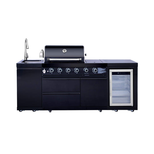 Castelle Flame Monarch 4-Burner 72000 BTU Liquid Propane Grill Island With Fridge And Sink (SAK68127)