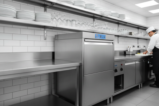 Commercial Undercounter Dishwasher in Professional Kitchen