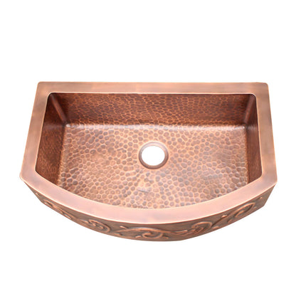 Akicon Custom Single Bowl Handmade Farmhouse Solid Copper Kitchen Sink