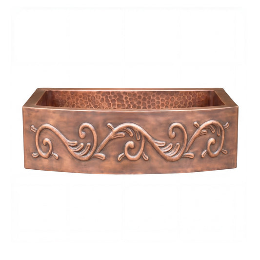 Akicon Custom Single Bowl Handmade Farmhouse Solid Copper Kitchen Sink