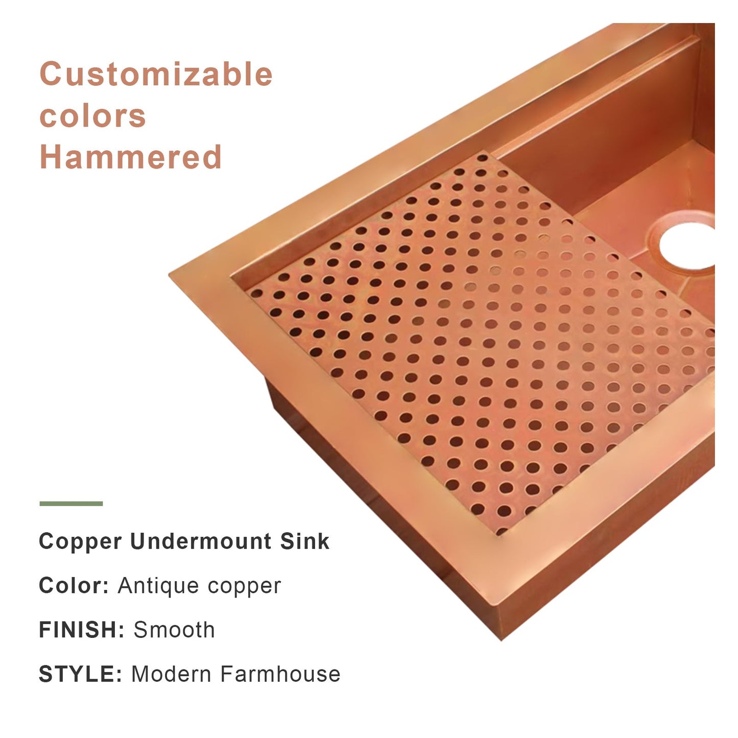 Akicon Custom Handmade Copper Undermount Workstation Kitchen Sink