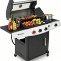 4 Burners Propane Gas Outdoor Grill 50000 BTU, 553 Sq.In, Side Burner, Porcelain-Enameled Grates, Stainless Steel Propane Grill Outdoor Cooking, Patio Garden Family Barbecues Party