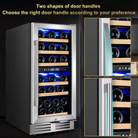 15 In. Dual Zone Built-In Wine Cooler 30-Bottle Cellar Cooling Unit in Stainless Steel with 6-Removable Shelves