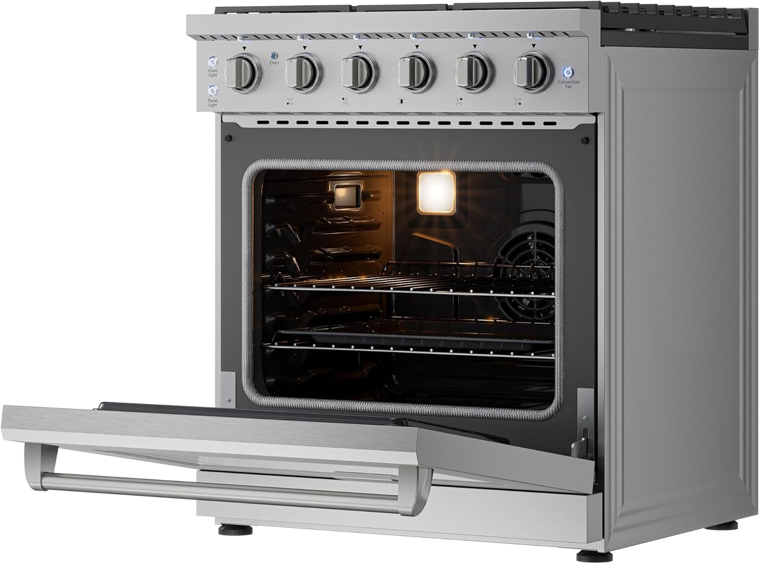 Empava Prostyle 30" Gas Range: True Convection, 18K BTU Power Burner & 4.55 Cu. Ft.Oven, Freestanding/Slide-In Stainless Steel Stove, CSA Certified