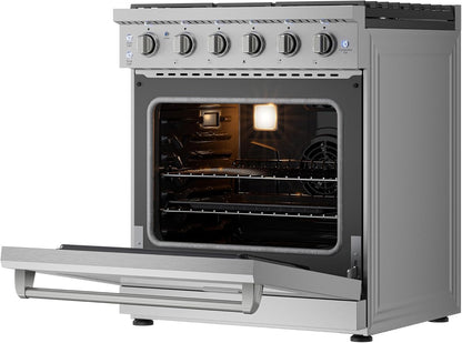 Empava Prostyle 30" Gas Range: True Convection, 18K BTU Power Burner & 4.55 Cu. Ft.Oven, Freestanding/Slide-In Stainless Steel Stove, CSA Certified