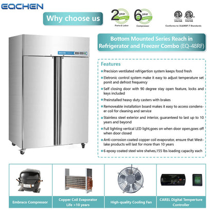 48 Inch 2 Door Garage Fridge Freezer Combo