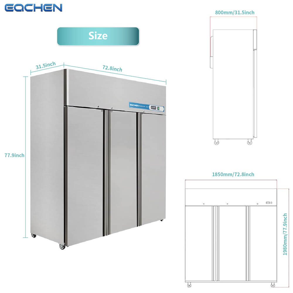 72 Inch 3 Door Garage Fridge Freezer Combo