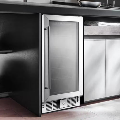 Cellar Cooling Unit 15 In. Single Zone 30-Bottle Undercounter/ Freestanding Wine Cooler in Black, Adjustable Shelves