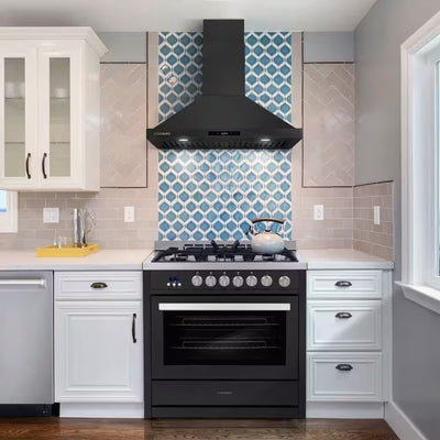 36 In. Nebula Collection 4.4 Cu. Ft. Gas Range, 5-Burners, Rapid Convection Oven, Cast Iron Grates in Matte Black