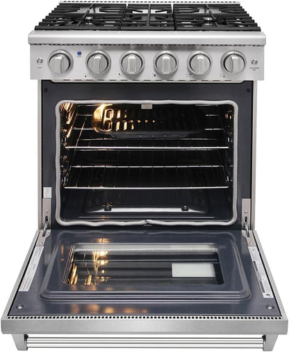 30 Inch Professional Freestanding Pro-Style Natural Gas Range or Liquid Propane Gas Range with 5 Burners, 4.55 Cu.Ft. Oven Capacity, in Stainless Steel - KOS-30RG03M (Stainless Steel)