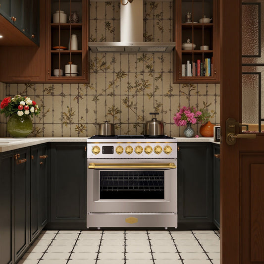 36” Freestanding Gas Range with 6 Sealed Burners Cooktop, Natural Gas/LP Convertible