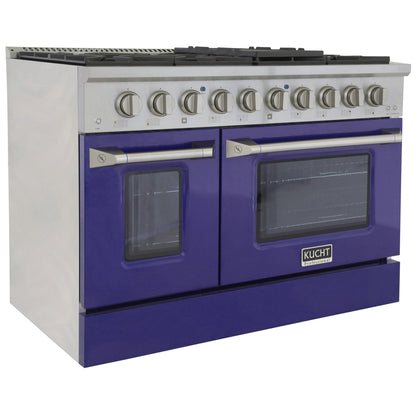 Kucht 48" Propane Range in Stainless Steel, Blue Doors, KNG481/LP-B