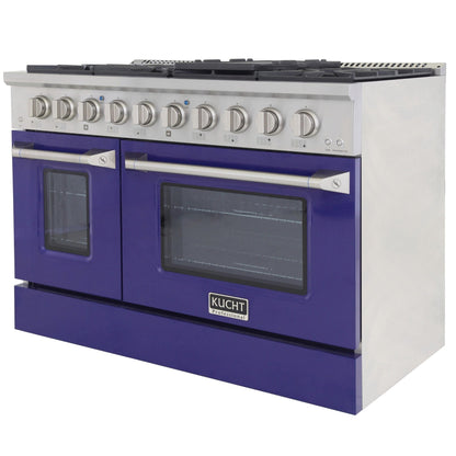 Kucht 48" Propane Range in Stainless Steel, Blue Doors, KNG481/LP-B