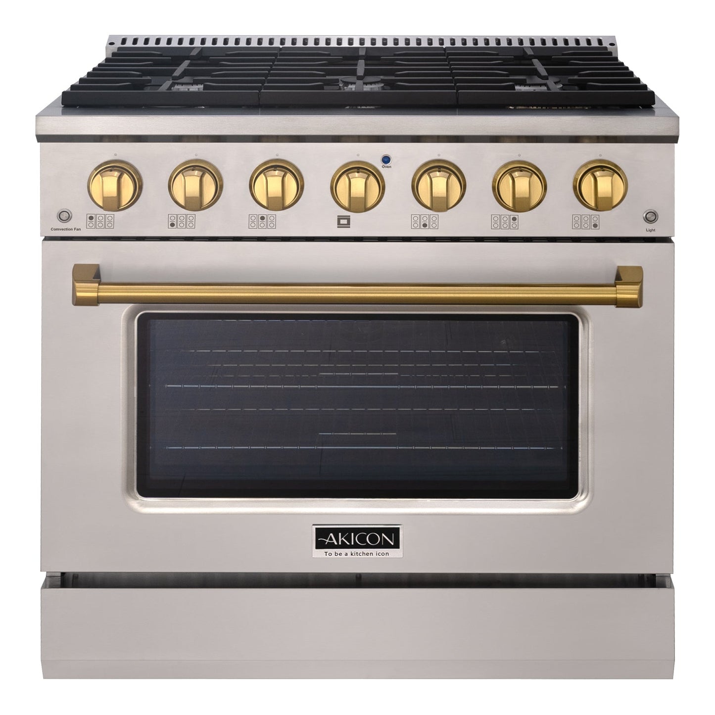 Akicon 36" Stainless Steel Range Hood with 600 CFM Insert & 6-Burner Gas Range Combo – Powerful Ventilation, Convection Oven, Multiple Finishes