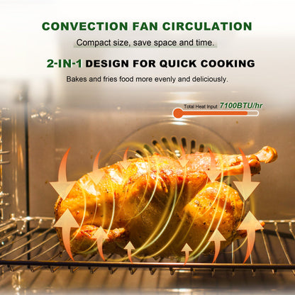36 Inch Freestanding Custom Gas Range with 6 Sealed Burners Cooktop, Rapid Convection Oven, Natural Gas/LP Convertible