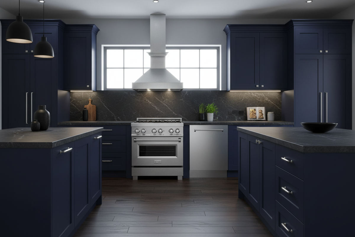 ZLINE 30" Bundle in Dark Blue Kitchen