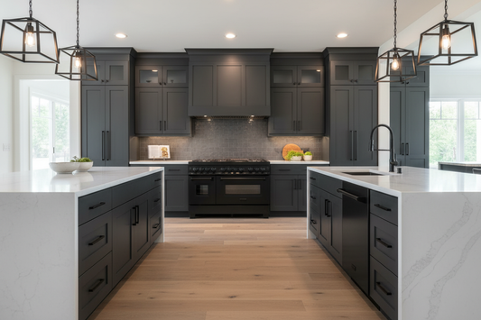 ZLINE 48" Matte Black Set in Kitchen Setting