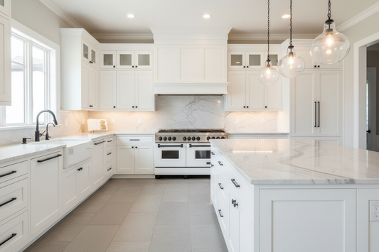 ZLINE 60" White DuraSnow Range in Kitchen Setting