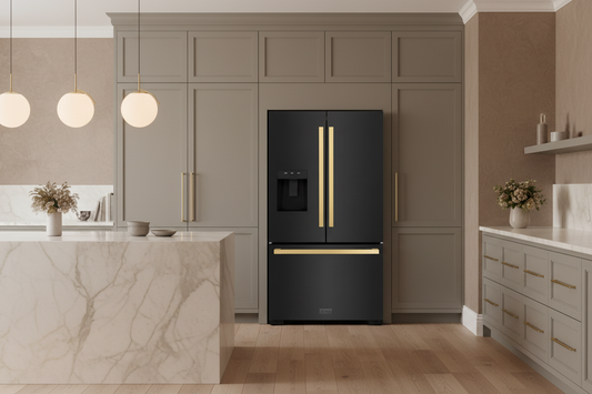 ZLINE Black Stainless Fingerprint-Resistant Refrigerator in Chic Kitchen